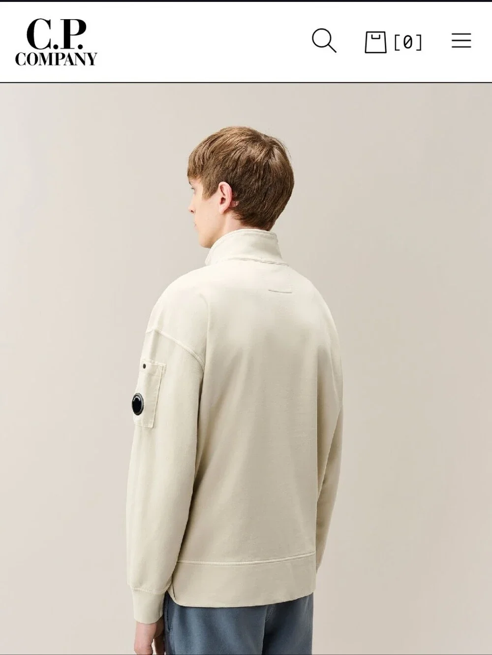 C.P. Company Quarter-Zip Stand Collar diagonal Raised Fleece Sweatshirt